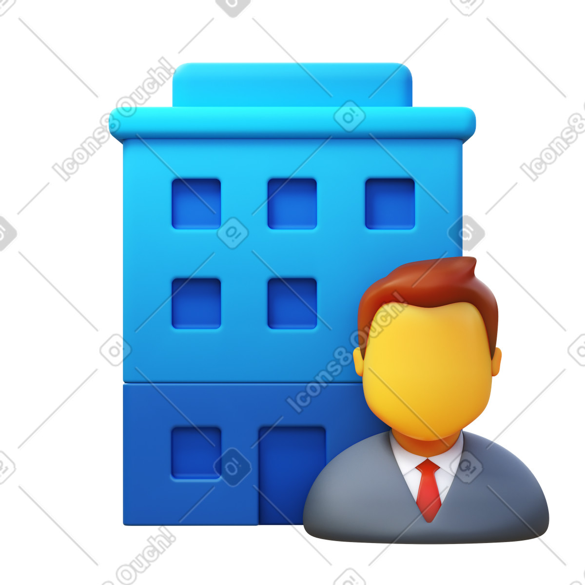 Illustration Business building dans le style 3D Fluency à télécharger aux formats PNG, SVG