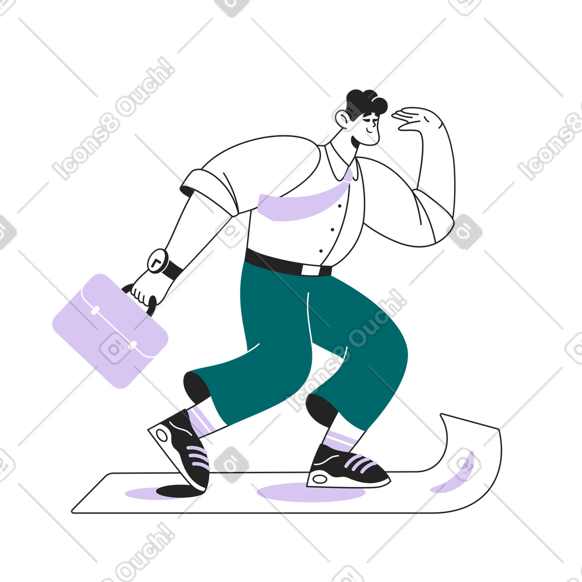 Businessman flies on the bill illustration in Sammy Line style download in PNG, SVG