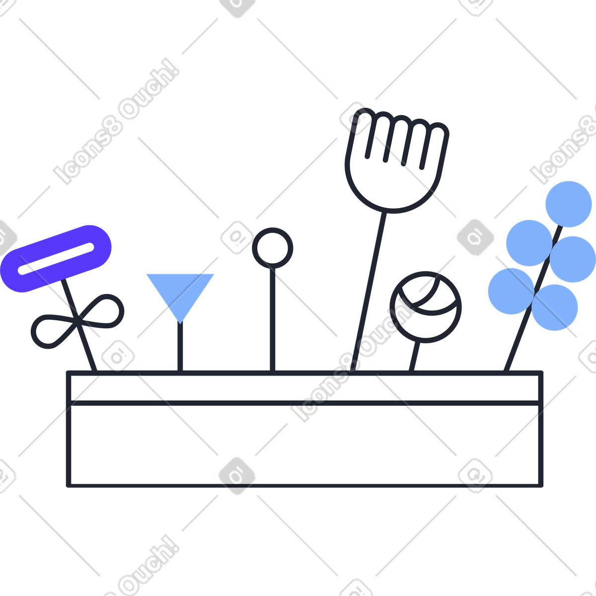 Ilustración Flat pot with lots of flowers en estilo Pablita a descargar en PNG y SVG