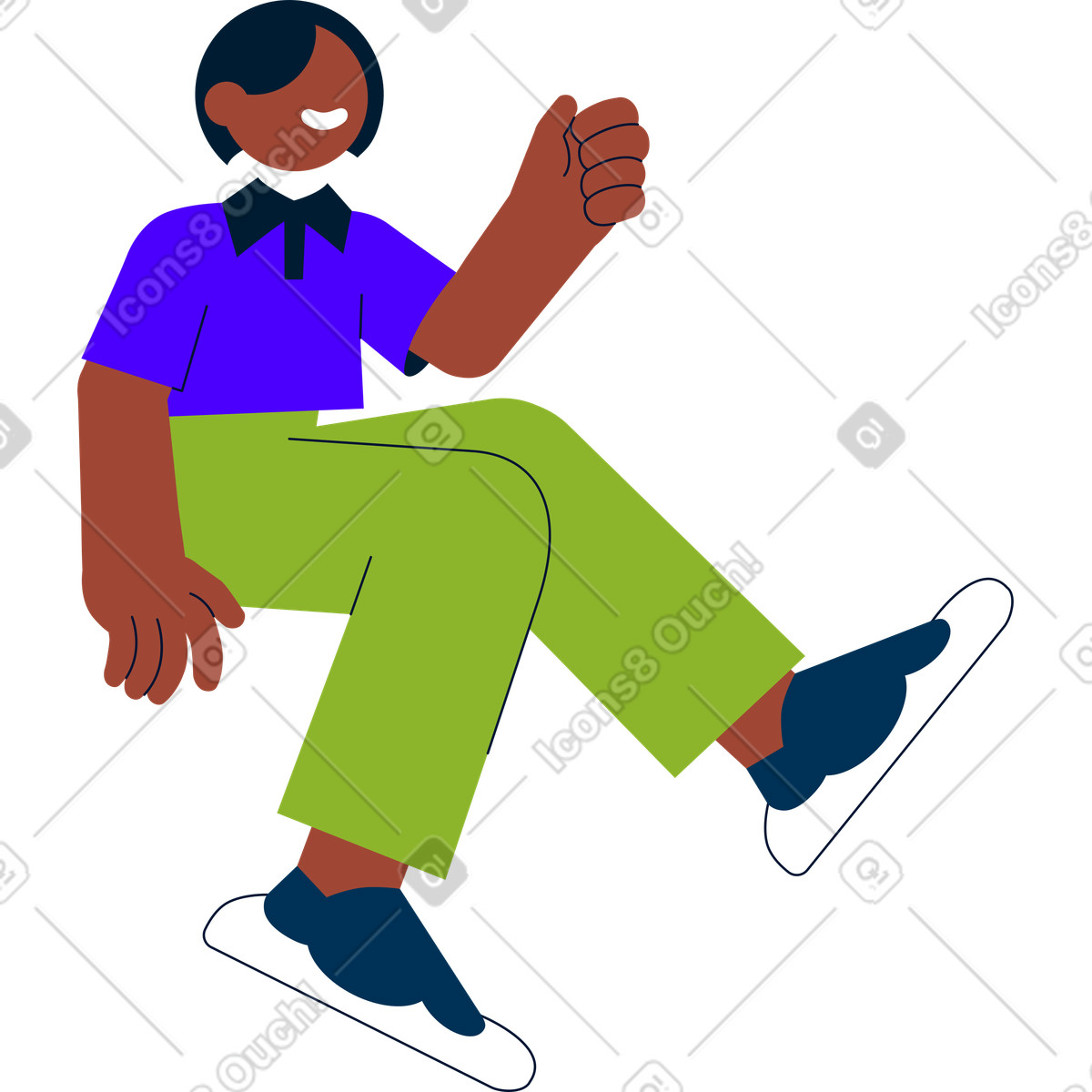 Ilustração de Jovem mulher sentada e sorrindo em no estilo Cubes para baixar em PNG, SVG