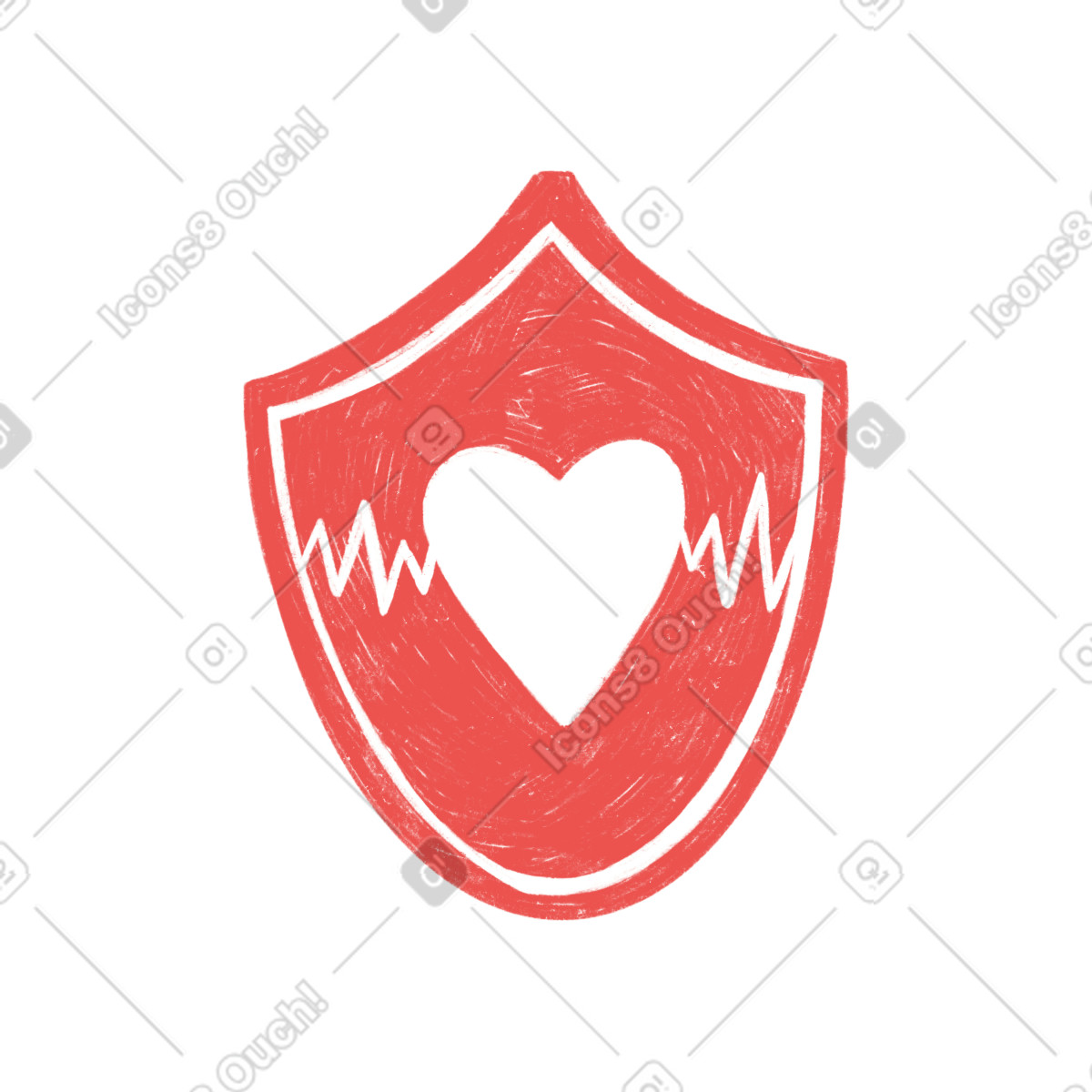 Ilustração de Red shield with a heart em no estilo Biro para baixar em PNG, SVG