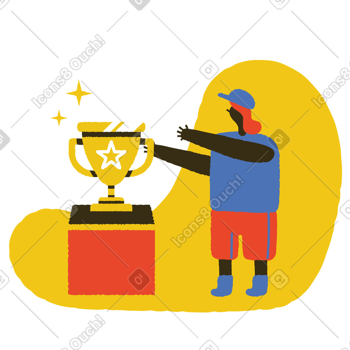 Ilustración Toma tu trofeo en estilo Bermuda a descargar en PNG y SVG