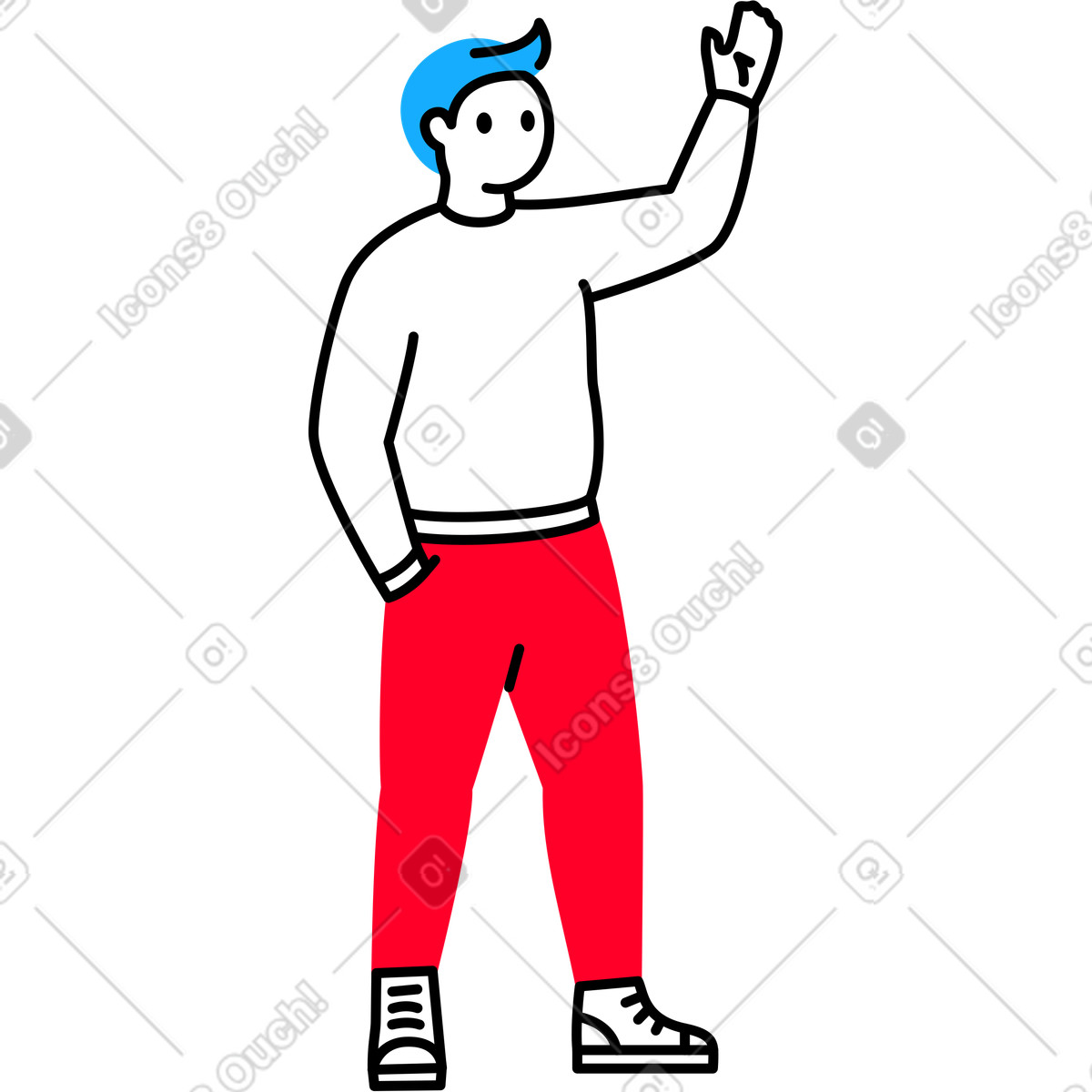 下载 Transistor 风格的 男人在挥手 插画，支持 PNG、SVG 格式