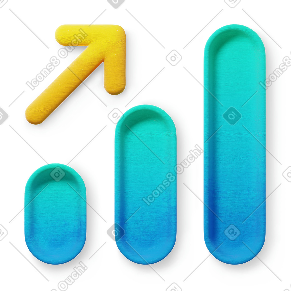 Illustration Increase chart dans le style 3D Microsoft Fluent à télécharger aux formats PNG, SVG