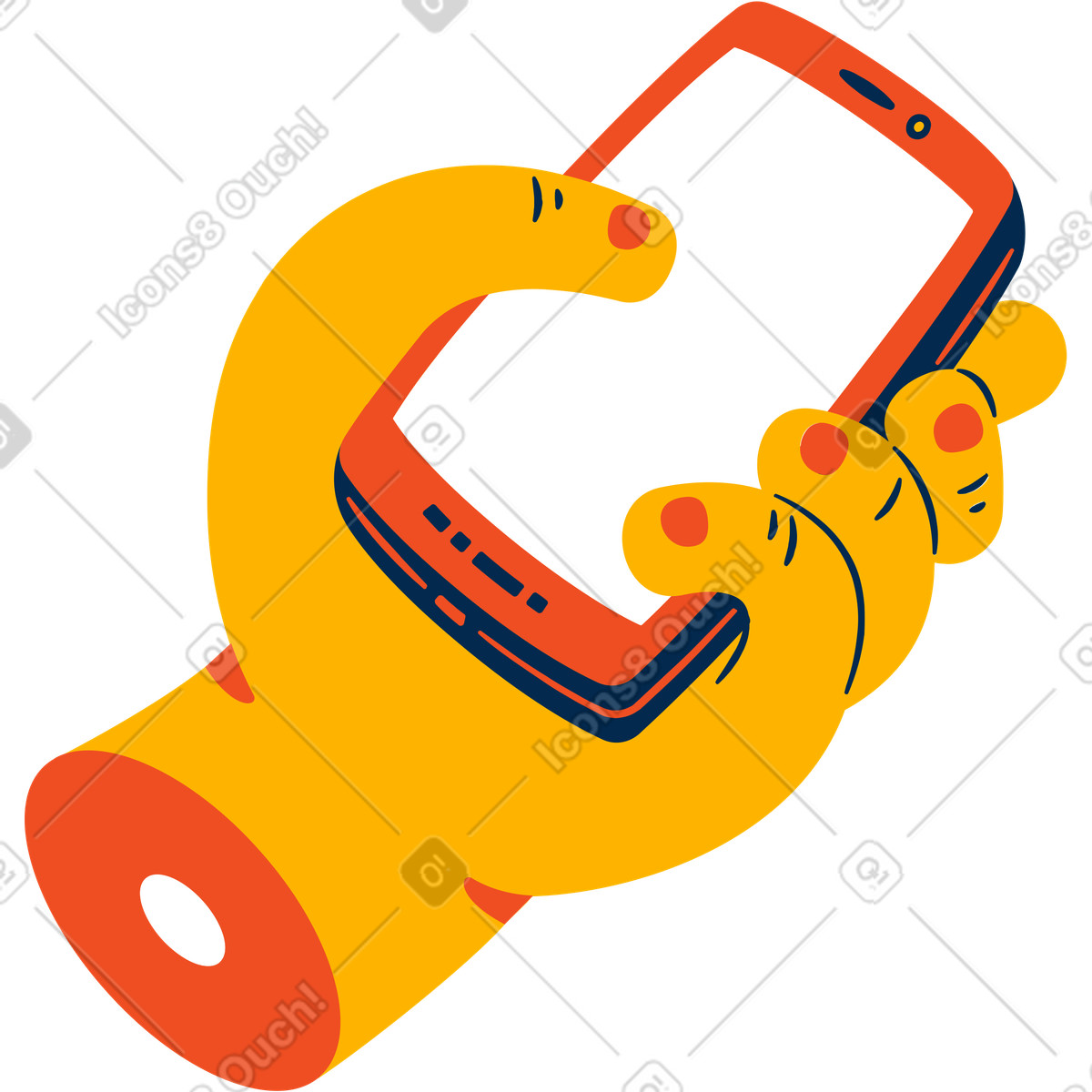 Ilustración Mano con teléfono inteligente en estilo Flame a descargar en PNG y SVG