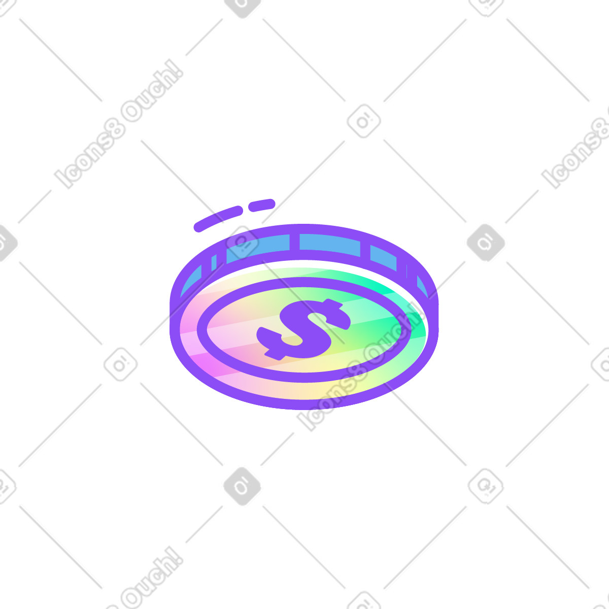 Ilustração de Moeda dólar em no estilo Holographic para baixar em PNG, SVG