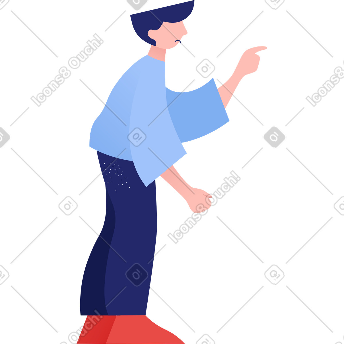 Clip スタイルの Boy pointing at something のイラストをPNG、SVG形式でダウンロード