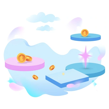 A colorful platform video game level with floating platforms, coins, and power-ups