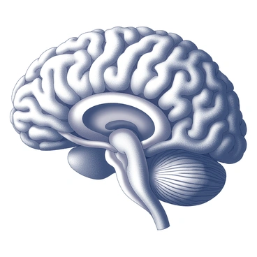 A digital illustration of a brain with its blood vessels, focusing on an aneurysm