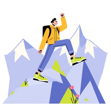 A hiker reaching the peak of a mountain range, proudly displaying new balance hiking boots