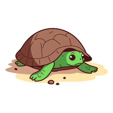 A turtle slowly emerging from its shell, peeking out cautiously