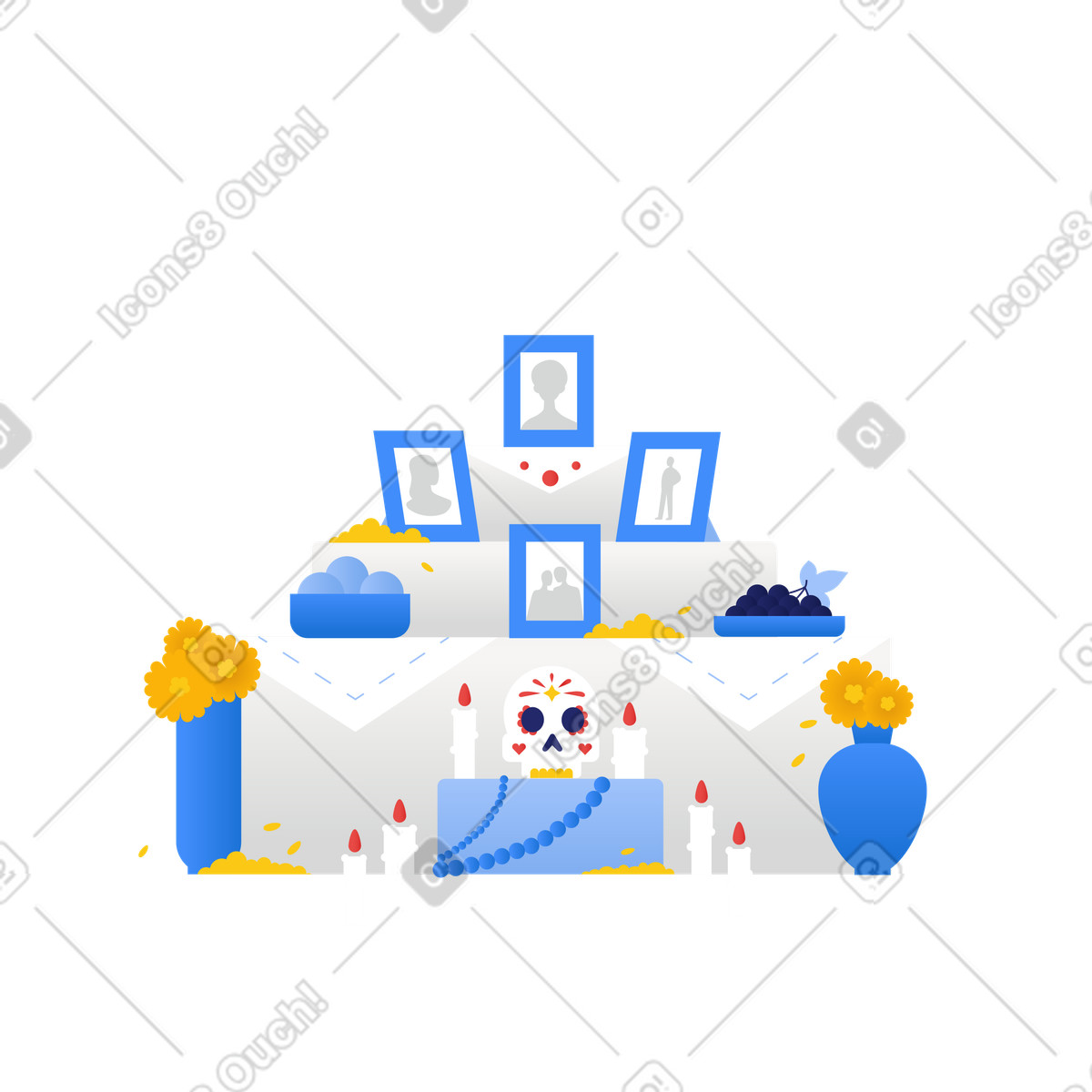 Ilustración Ofrenda para el día de muertos en estilo Clip a descargar en PNG y SVG