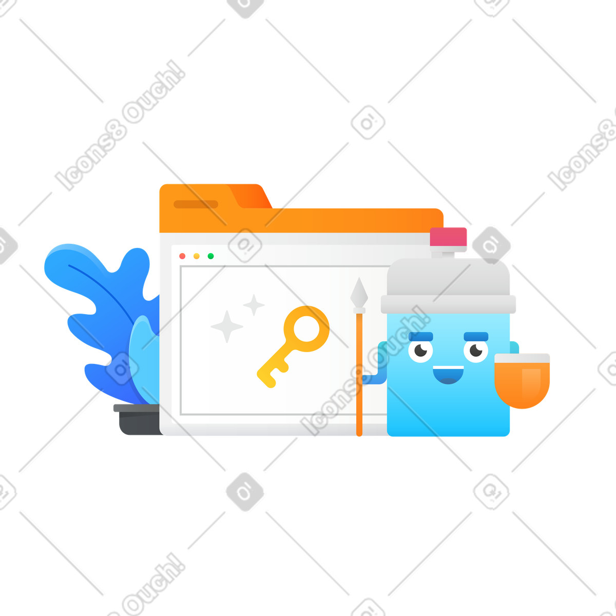 Encrypted web browser window, internet security and safe website illustration in Hugo style download in PNG, SVG
