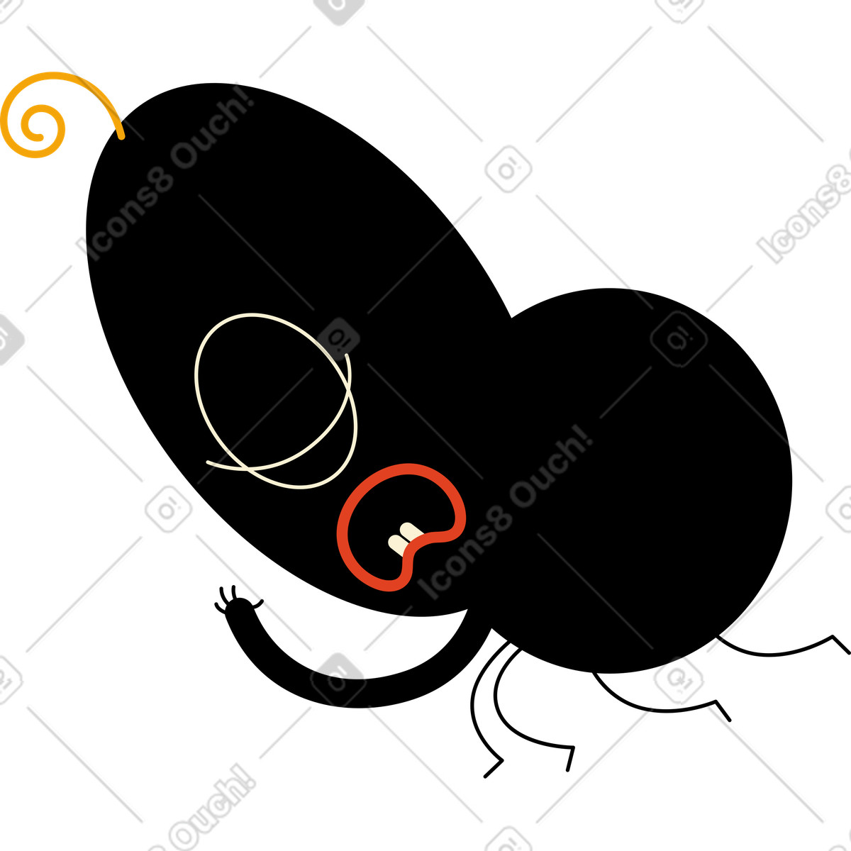 Black character very sad illustration in Jelly style download in PNG, SVG