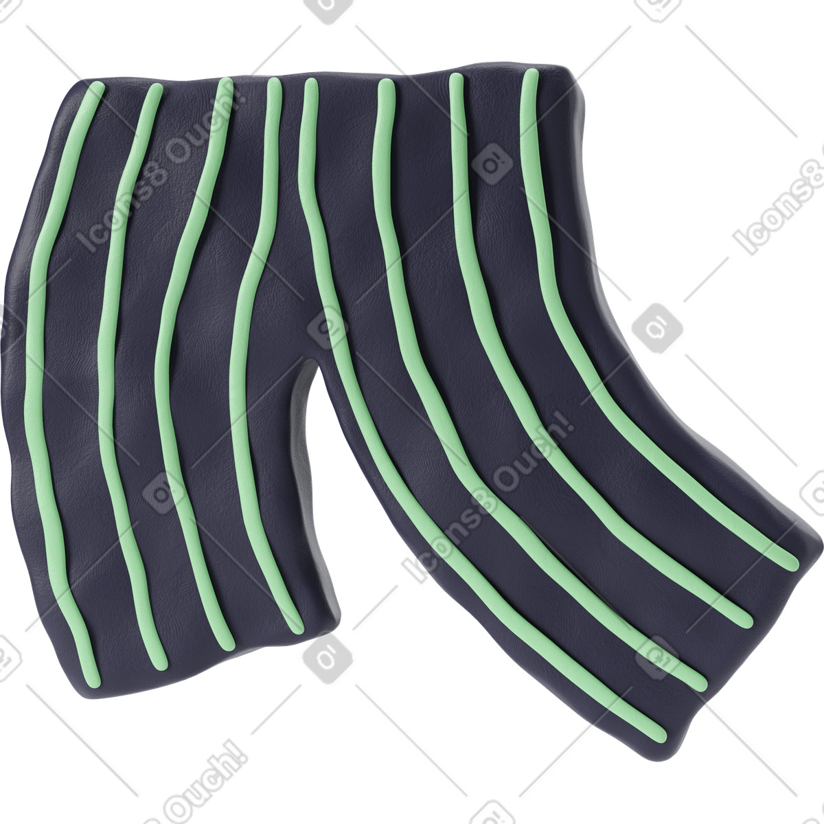 Ilustração de Calça preta com listras verdes em no estilo 3D Stripy para baixar em PNG, SVG