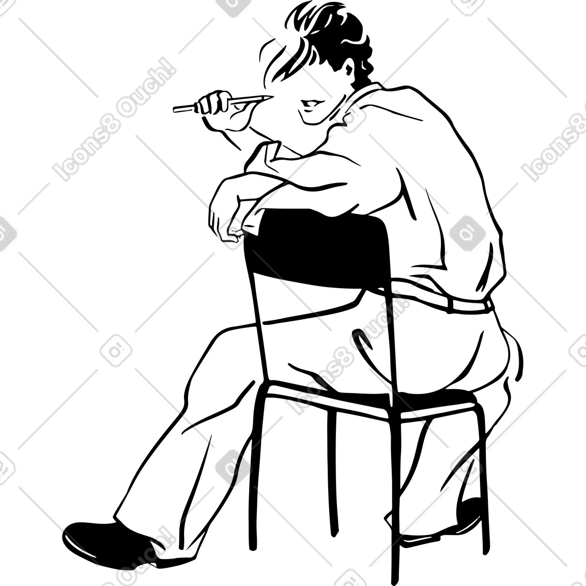 Illustration Homme artiste avec un crayon dans le style Line à télécharger aux formats PNG, SVG