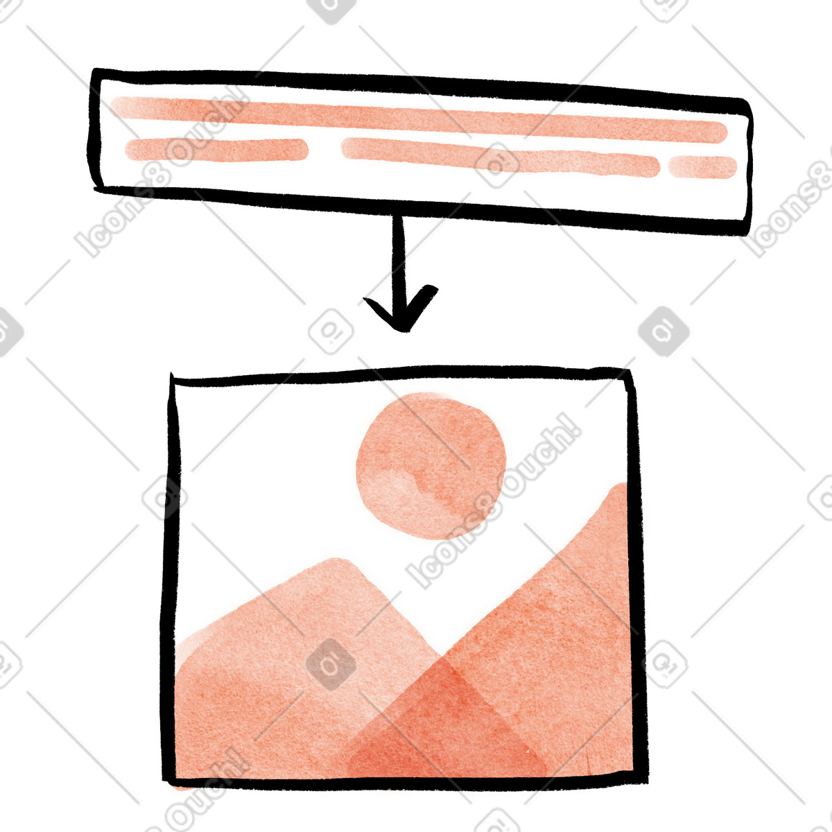 AI generation from text prompt to picture, Automated image content production illustration in Hand-drawn animation style download in PNG, SVG