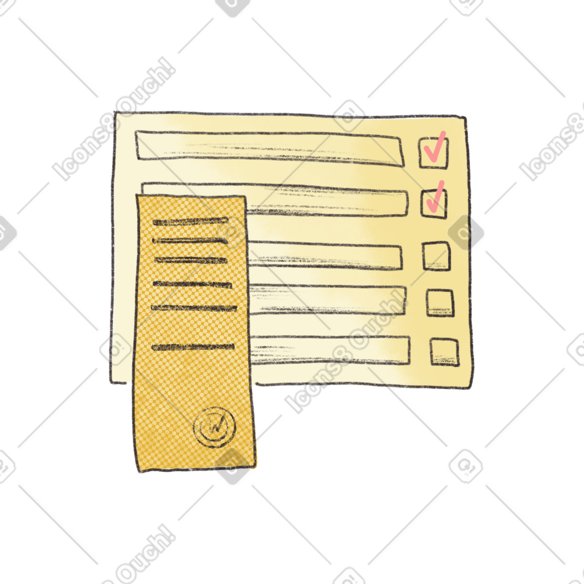 Иллюстрация Sheets of paper with plans в стиле Moments — скачать в форматах PNG, SVG