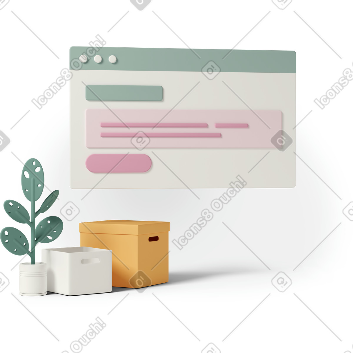 Message window-Illustration im 3D Casual life-Stil als Download in PNG, SVG