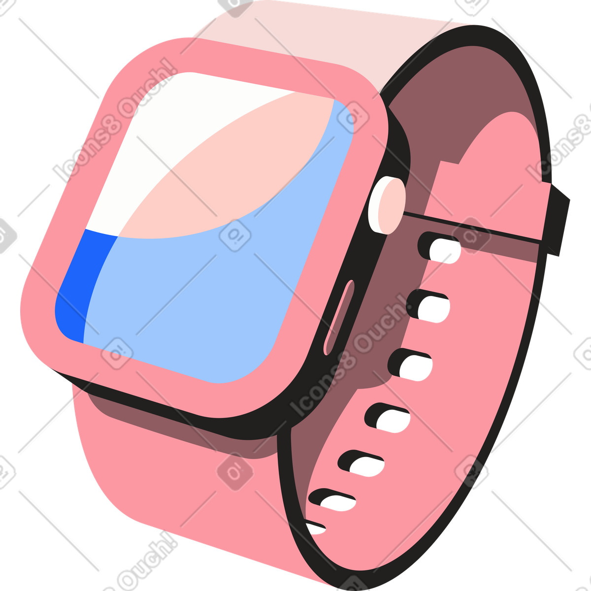 Smartwatch-Illustration im Editorial-Stil als Download in PNG, SVG