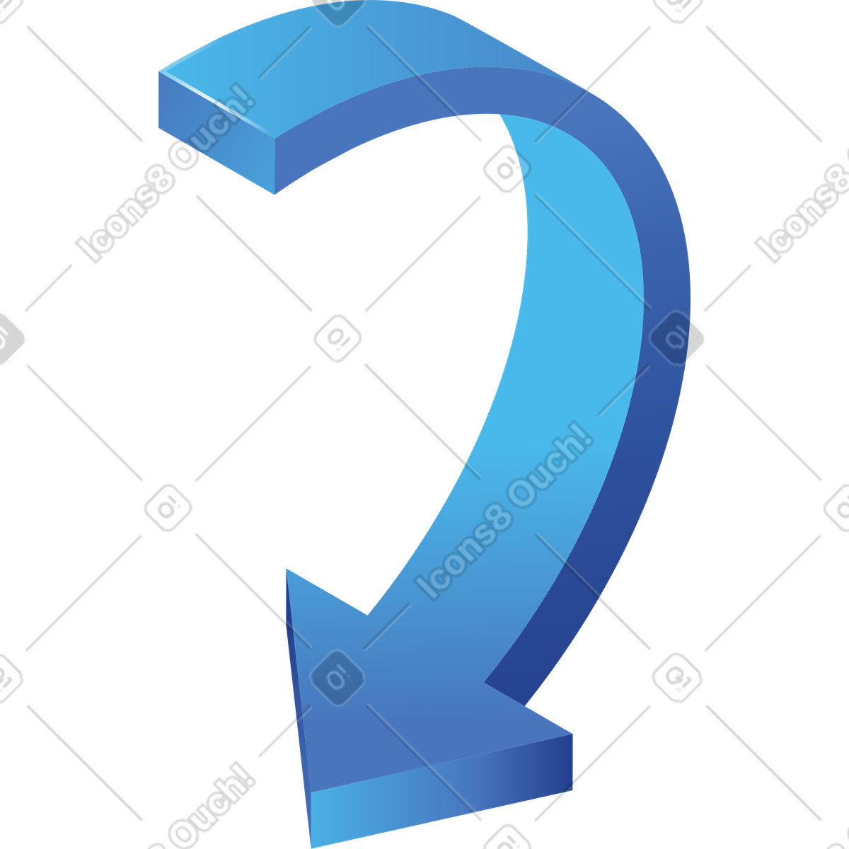 Arrow curved downward indicating decrease or drop in statistics-Illustration im Quantum-Stil als Download PNG, SVG