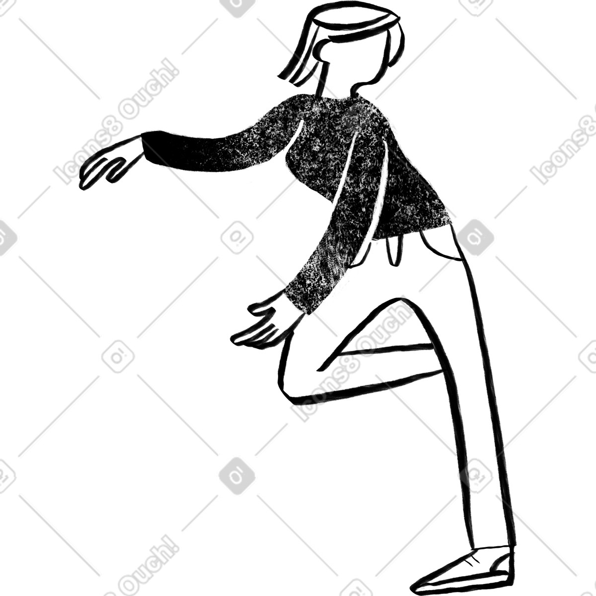 Ilustração de Black and white woman standing on one leg with her hands around something em no estilo Company para baixar em PNG, SVG