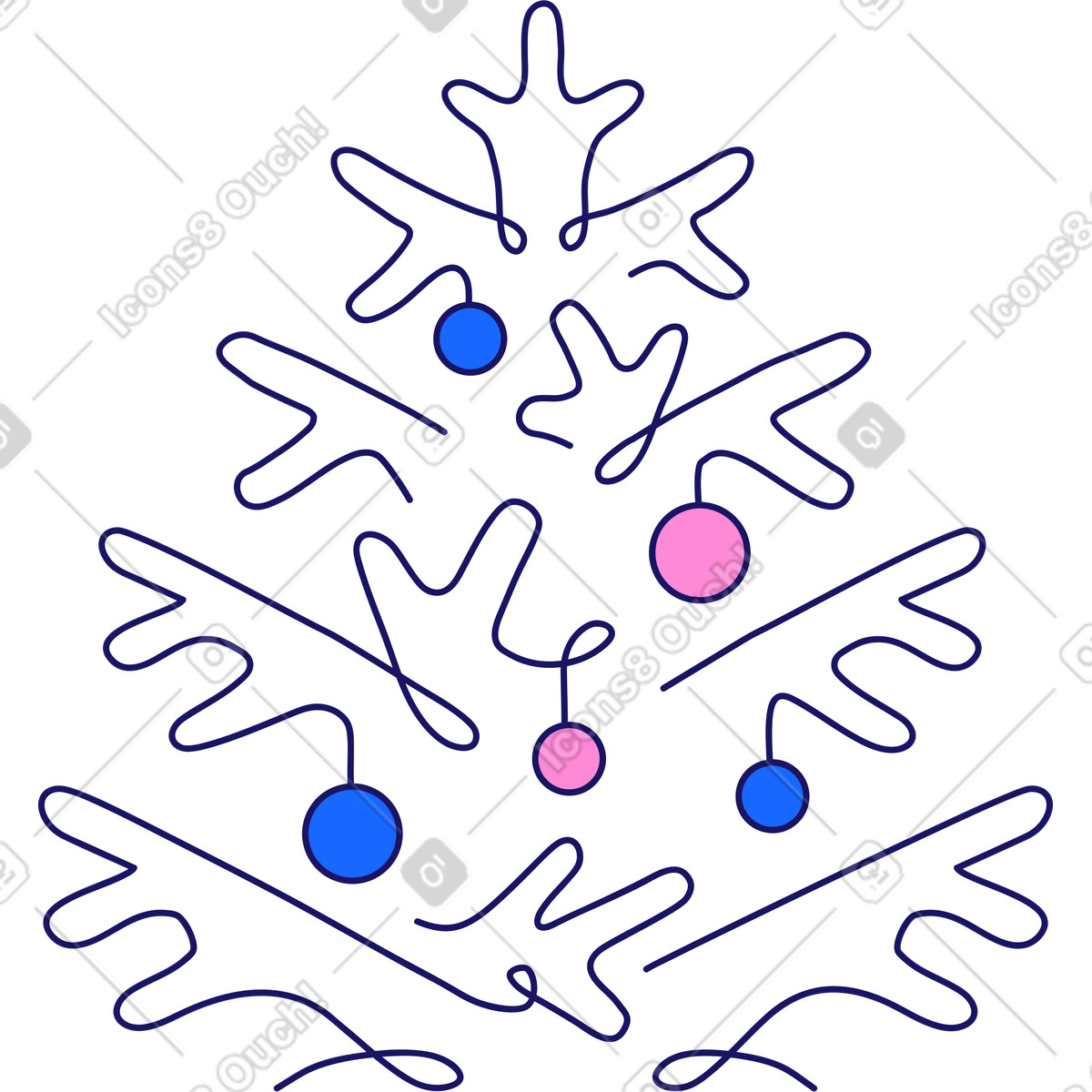 Ilustração de Árvore natal branca em no estilo Matey para baixar em PNG, SVG