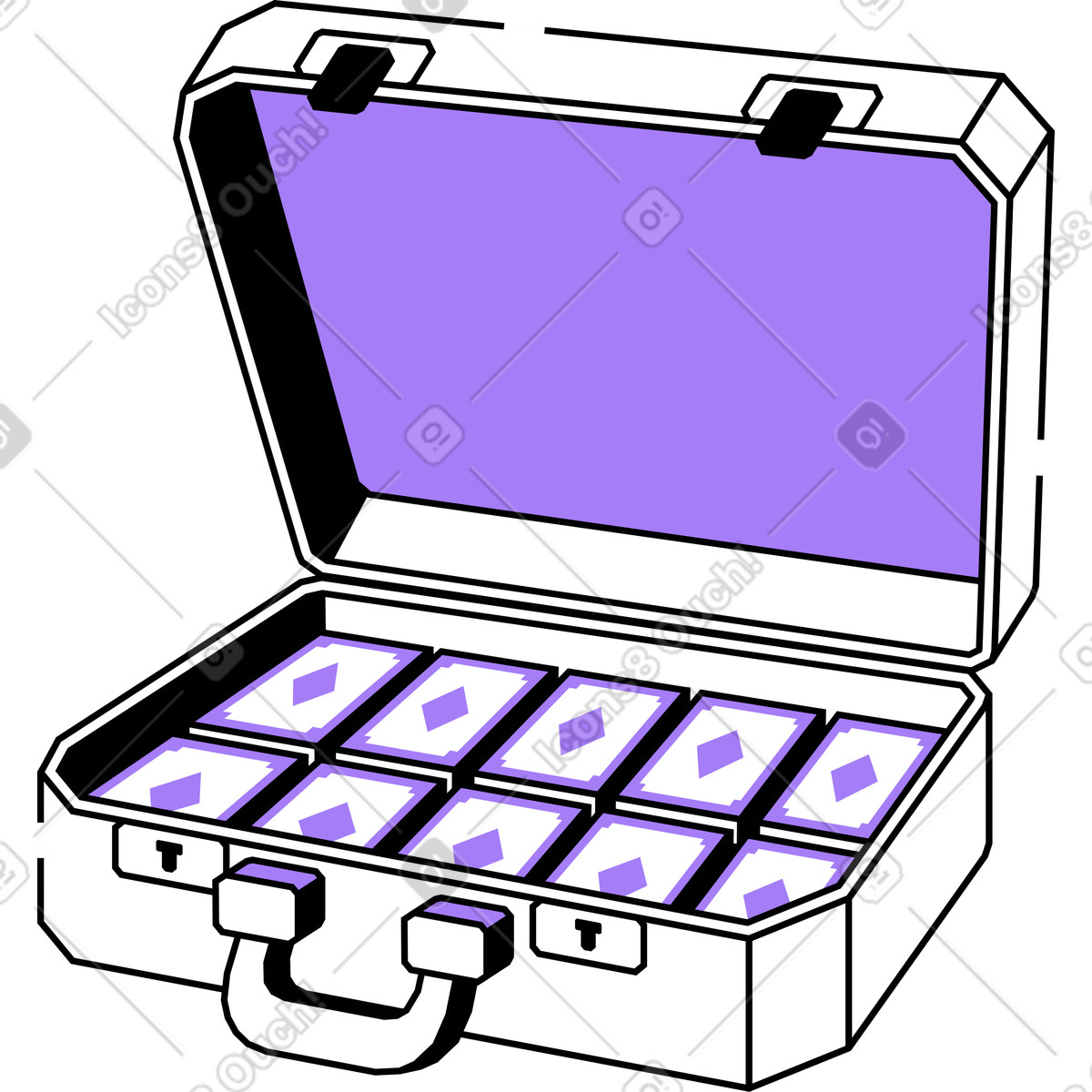 Valigia piena di soldi illustrazione in stile Amethyst scarica in PNG, SVG