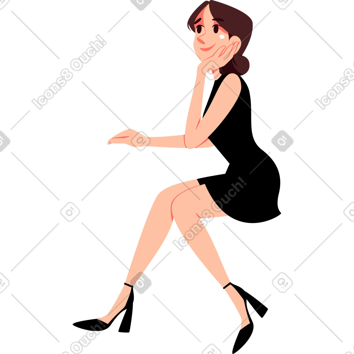 Donna seduta illustrazione in stile Vivid scarica in PNG, SVG