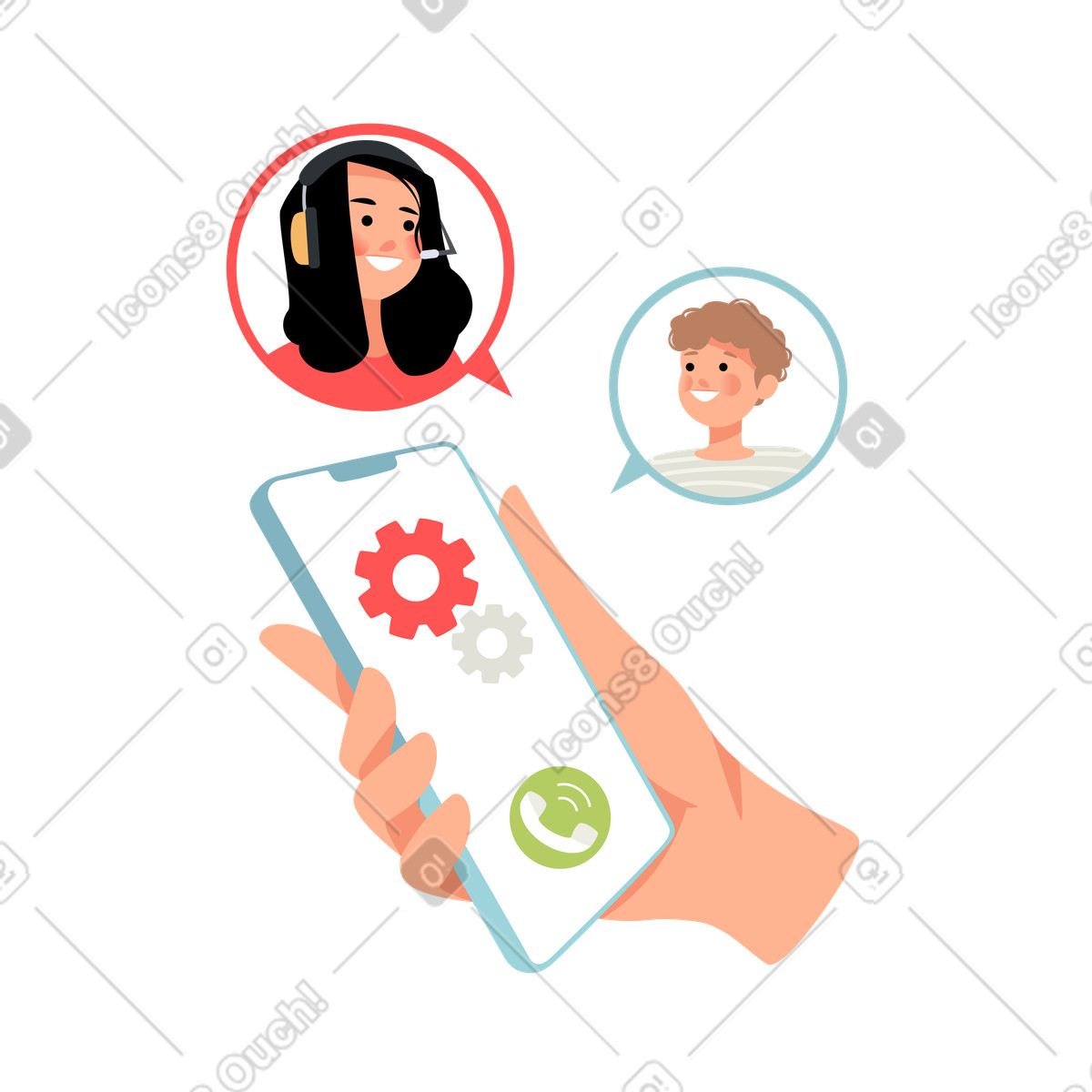 Call technical support illustration in PNG, SVG