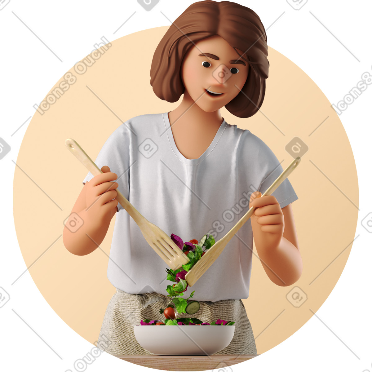 Avatar di donna e alimentazione sana illustrazione in stile 3D Business scarica in PNG, SVG