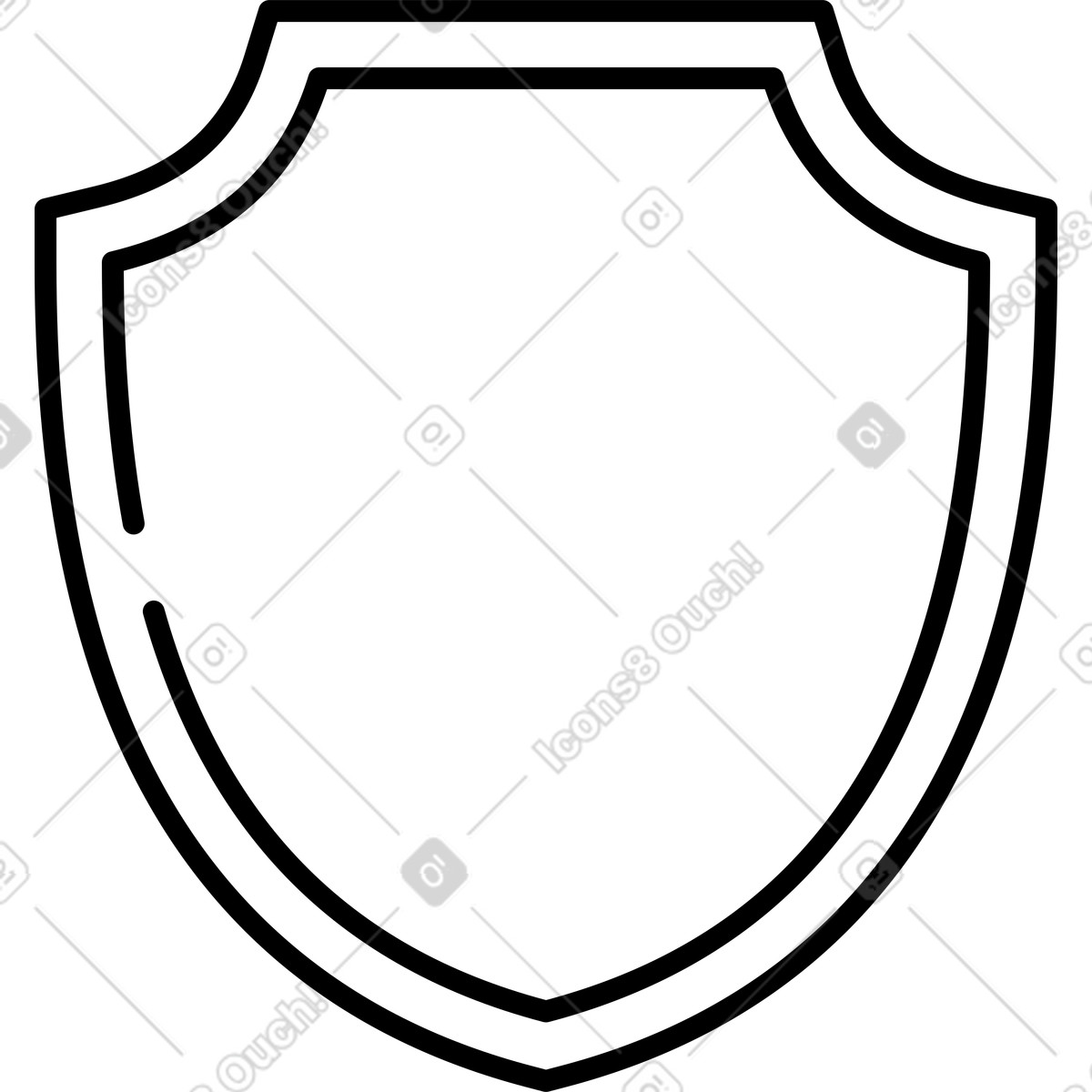 Иллюстрация Shield blank emblem outline for security badge and protection symbol в стиле Notion Line Art — скачать в форматах PNG, SVG