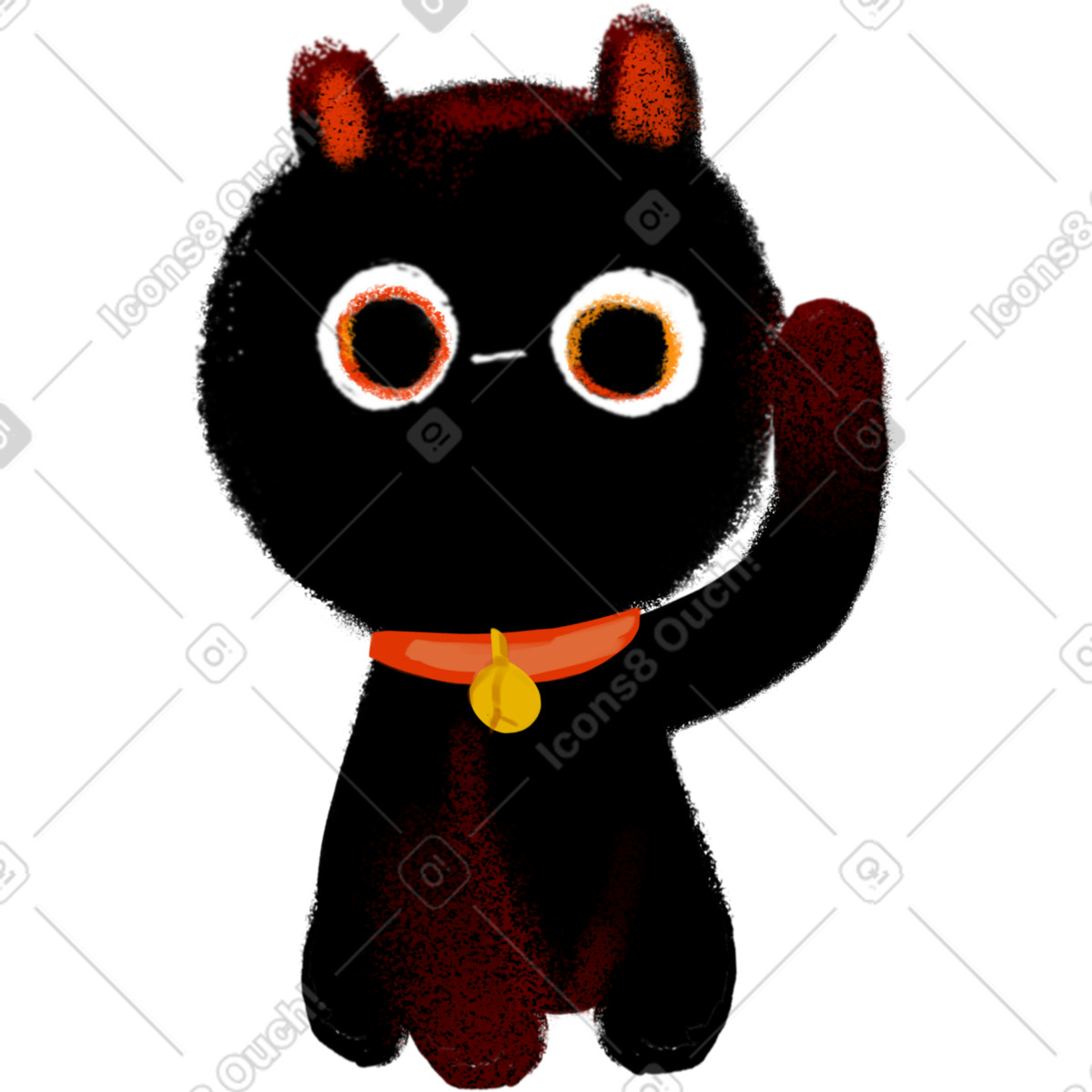 Illustration Black kitten dans le style Ikigai à télécharger aux formats PNG, SVG