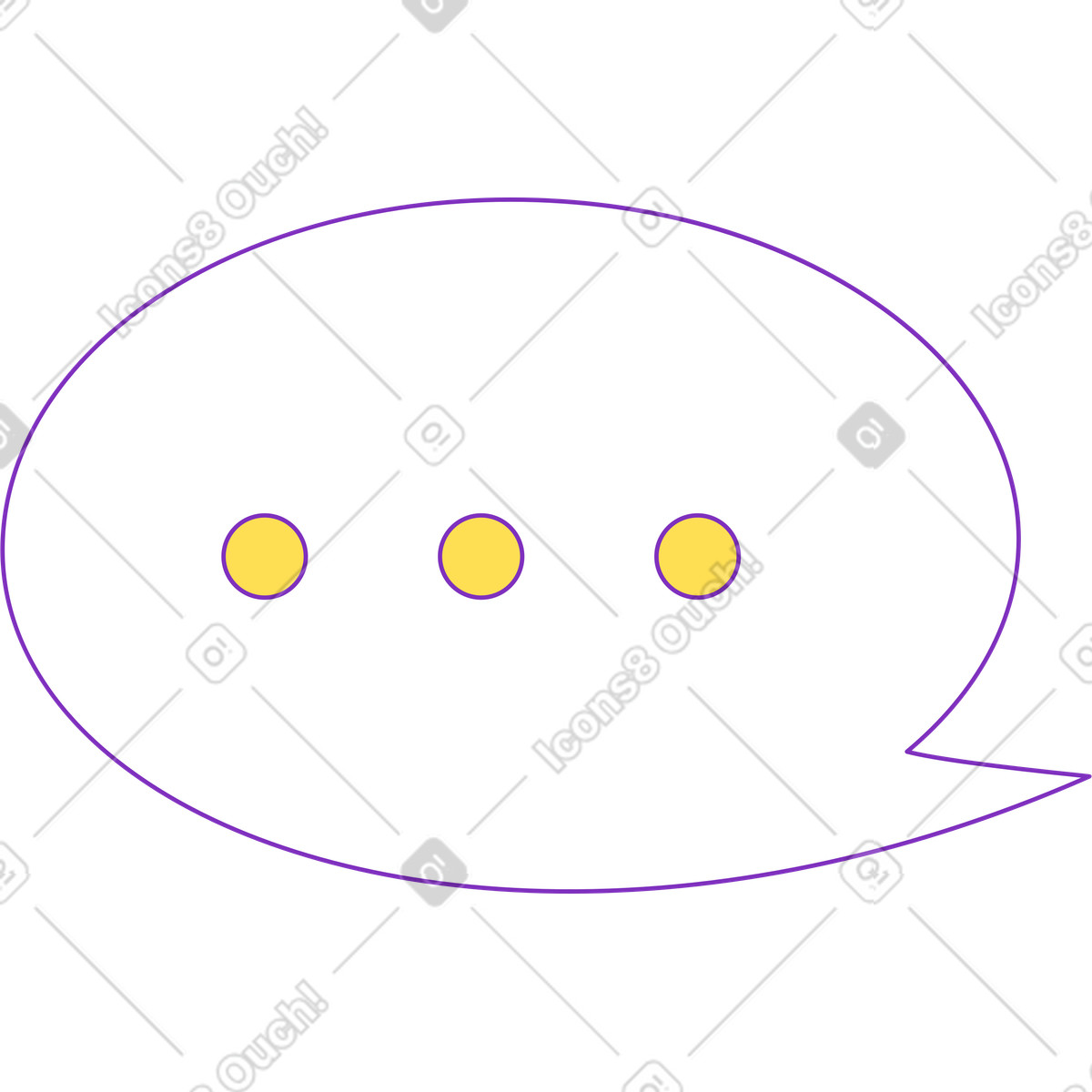 Speech bubble with three yellow dots illustration in Elastic style download in PNG, SVG