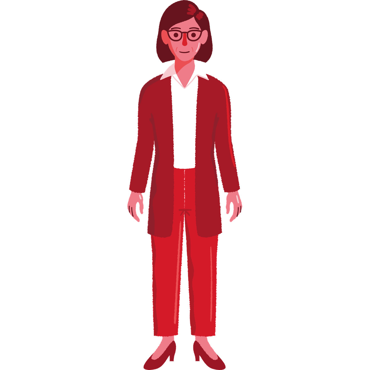 Illustration Office worker in red blazer and pants outfit dans le style Cherry à télécharger aux formats PNG, SVG