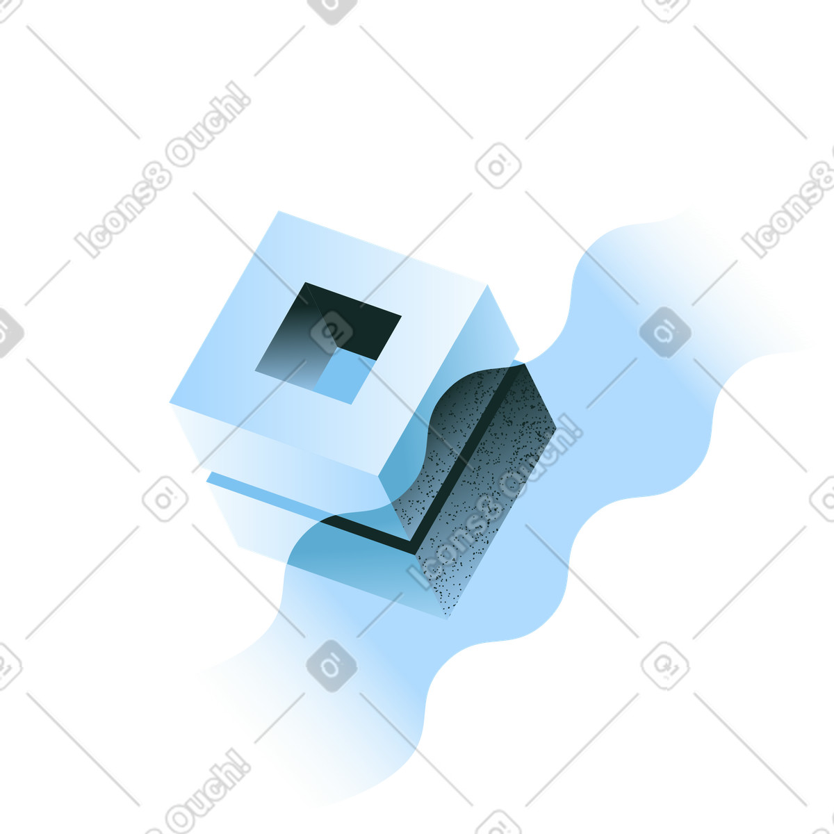 Abstract layered hollow cube for modern hardware and futuristic technology illustration in Concept style download in PNG, SVG
