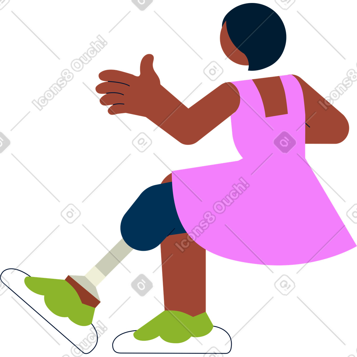 Cubes スタイルの 義足の若い女性 のイラストをPNG、SVG形式でダウンロード
