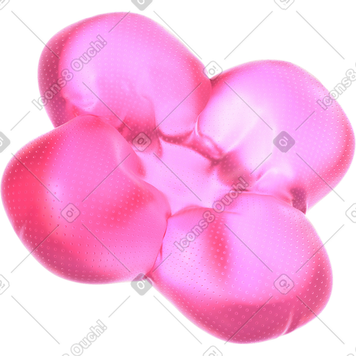 Illustration Fleur rose gonflée dans le style 3D Glassy à télécharger aux formats PNG, SVG