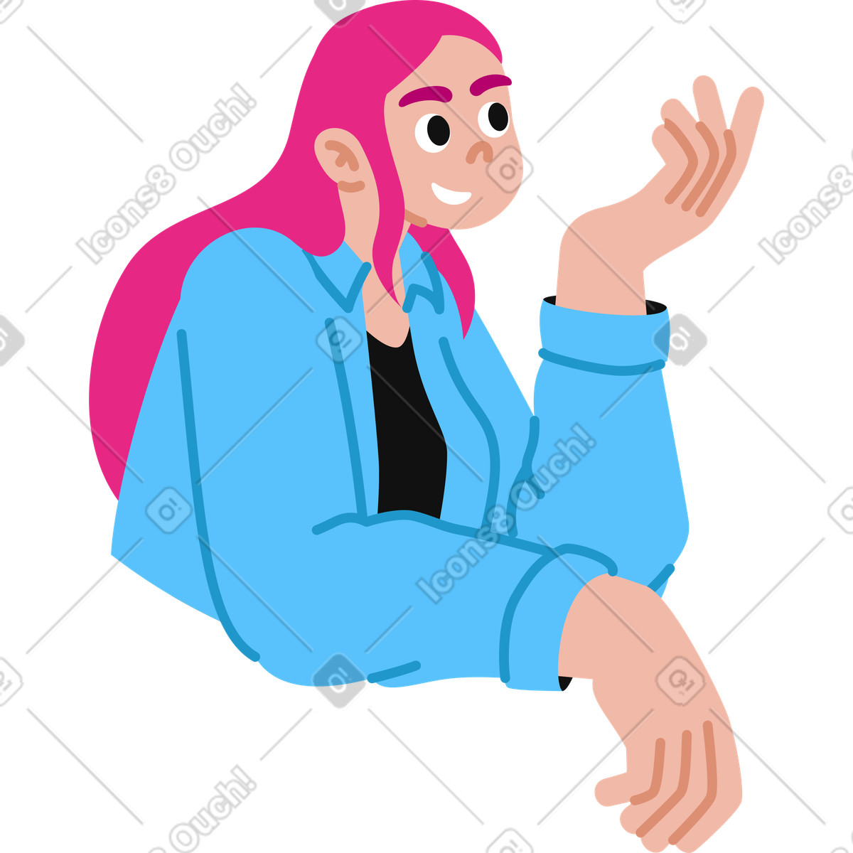 Frau im hemd mit erhobener hand-Illustration Active-Stil als Download in PNG, SVG