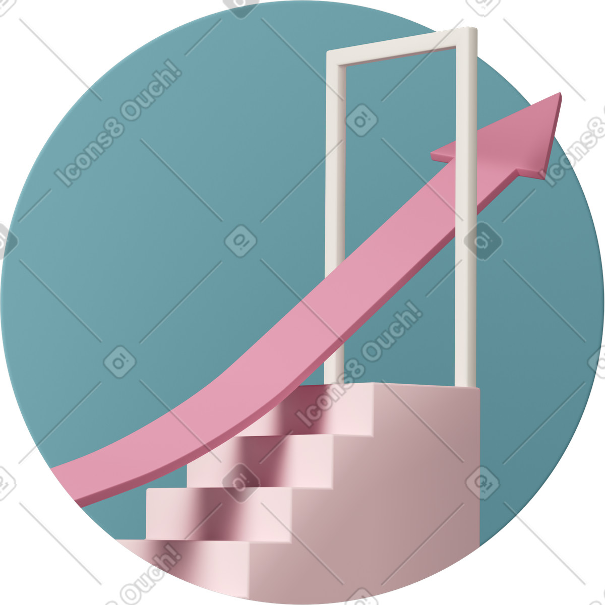 3D Casual life 스타일의 Steps with arrow pointing up 일러스트레이션 PNG, SVG 다운로드