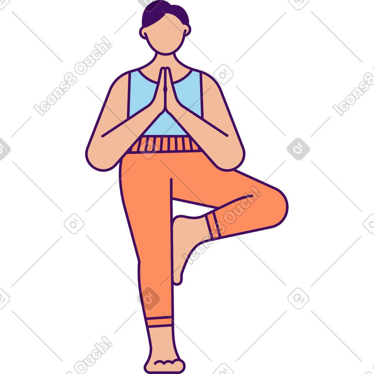 Tree pose yoga illustration in Simplistic style download in PNG, SVG