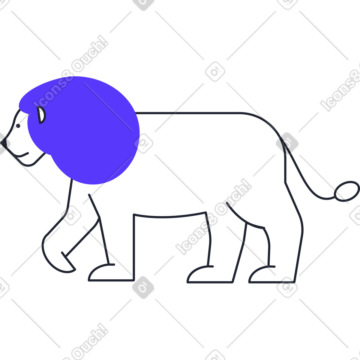 Löwe-Illustration im Pablita-Stil als Download in PNG, SVG