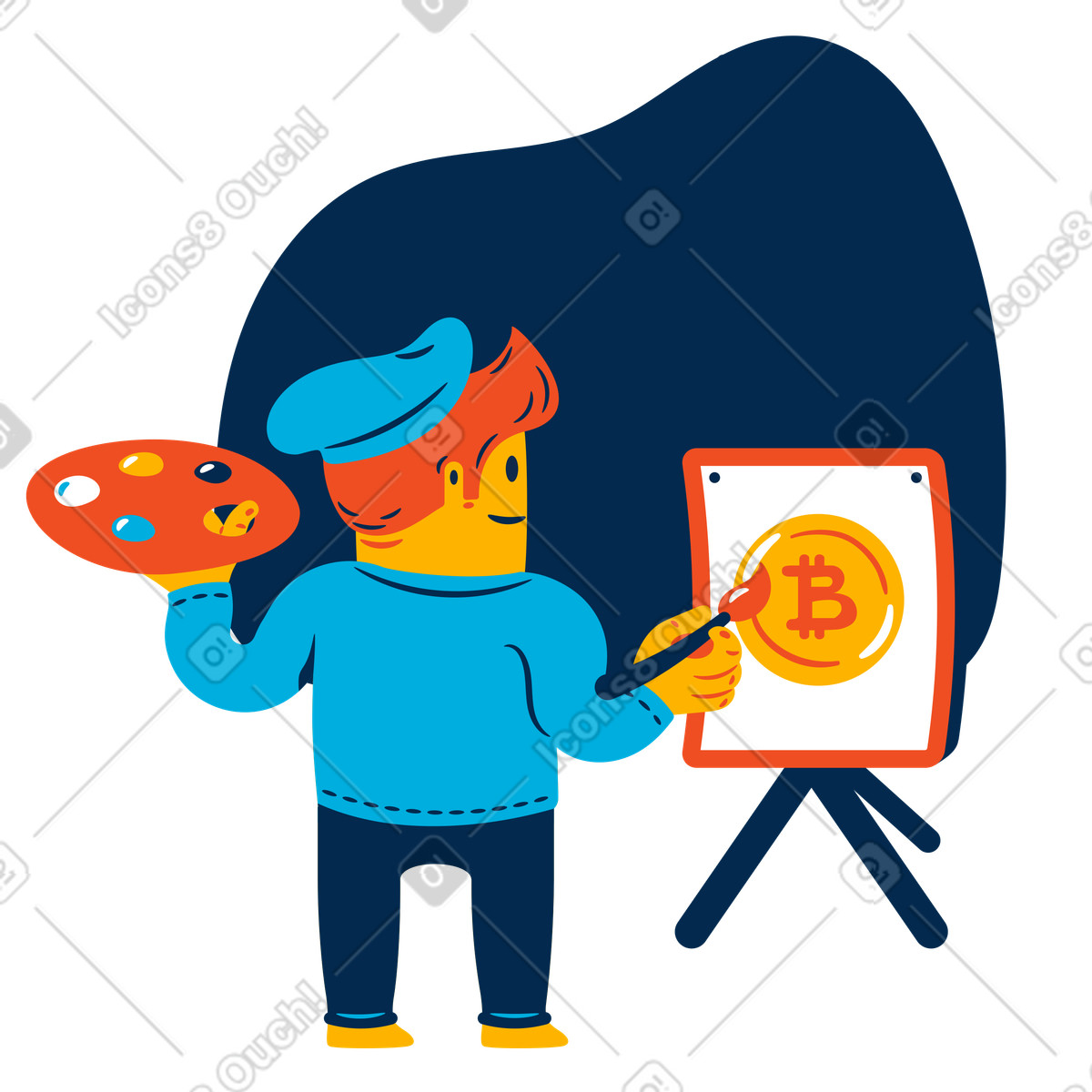 Painter is drawing illustration painting clipart graphics and images in PNG, SVG