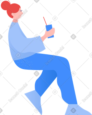 Woman sitting with cocktail PNG, SVG