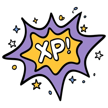 A colorful burst icon featuring a dynamic explosion of purple, blue, and gold hues. The center of the icon prominently displays a stylized "XP" in bold, white lettering with a glowing outline. Surrounding the "XP," there are sparkles and stars radiating outward, enhancing the sense of energy and excitement. The overall shape of the burst is jagged and asymmetrical, adding to the feeling of movement and intensity.