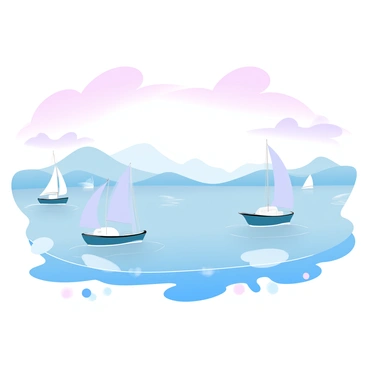 A harbor filled with anchored boats gently swaying on the water. The boats vary in size, some are small sailboats while others are larger yachts, all securely moored. The sky above is transitioning to a soft gradient of pastel colors, with delicate hues of pink and lavender blending into a light blue. The water reflects these colors, creating a serene atmosphere. In the background, there are faint silhouettes of distant hills, partially obscured by wispy clouds. The remnants of the storm are visible with scattered driftwood and debris along the edges of the harbor.