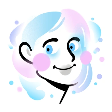 A face sketch is filled with bright colors in bold, vibrant shades. The face features exaggerated shapes and outlines, with sections shaded using halftone dots to create contrast. The overall composition is dynamic, with various color blocks interspersed throughout the sketch, blending harmoniously. Each area of color is distinctly separated, emphasizing the unique characteristics of the face and adding depth to the image.