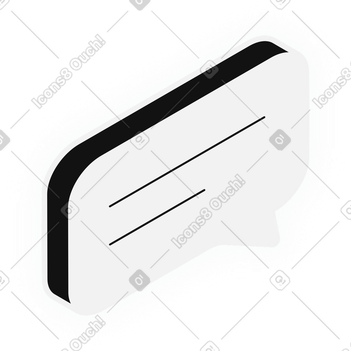 Rectangular message bubble with text lines illustration in Inverse style download in PNG, SVG
