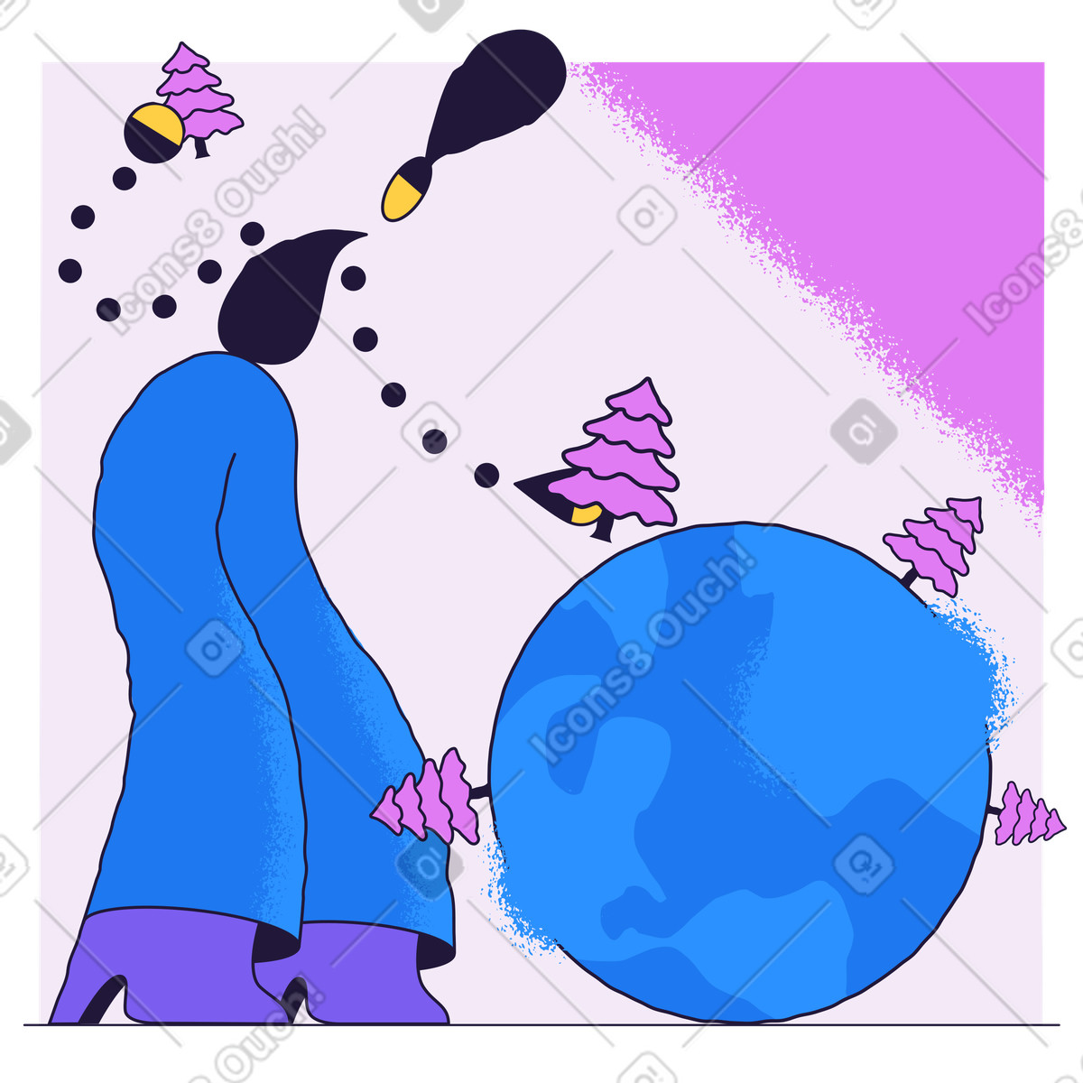 Illustration Planter des arbres pour sauver la planète dans le style Conifer à télécharger aux formats PNG, SVG