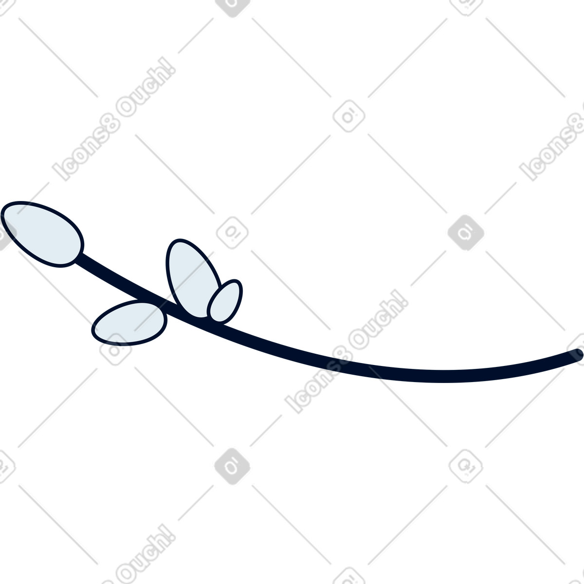 Weidenzweig-Illustration im Teal-Stil als Download in PNG, SVG